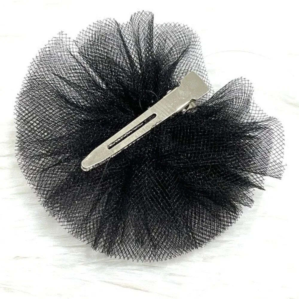 Black Tulle Poof Hair Bow